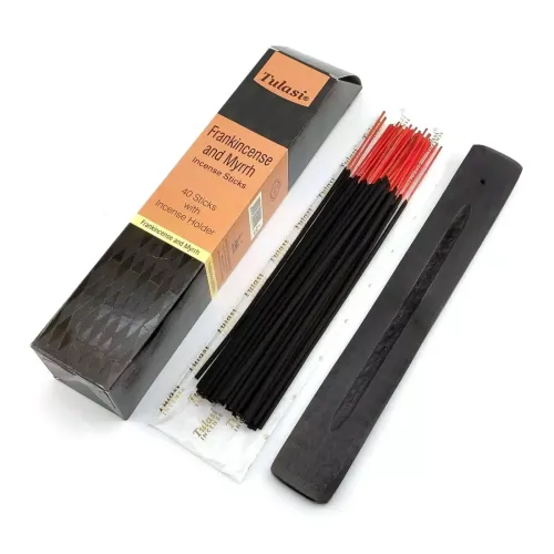 Набори пахощів Пахощі з дерев'яною підставкою Tulasi Frankincense & Myrrh 40 аромапалочок (DN34549)