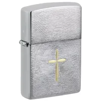 Запальничка бензинова Zippo Angel Aura Design Spiritual Cross Design, срібляста, матовий хром (46479)