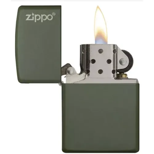 Бензинові запальнички Запальничка бензинова Zippo Green Matte Logo оливкова (221ZL)