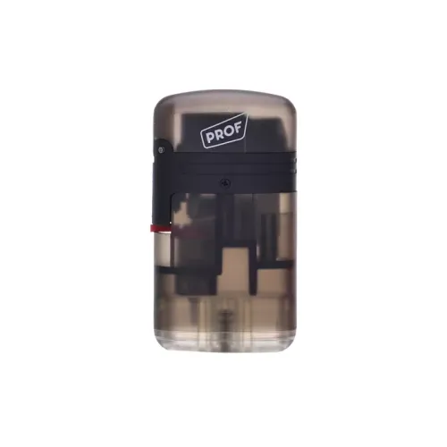 Бензинові запальнички Запальничка газова 2 турбо Prof Double Jet Flame Transparent Чорна (40803728BL)
