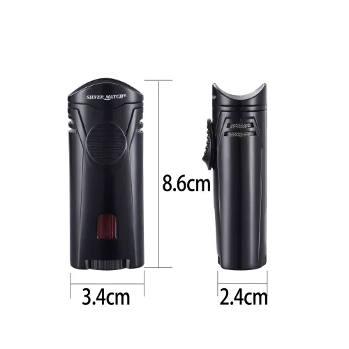 Газові запальнички Запальничка газова для сигар Silver Match Debden Blueflame Cigar Holder метал, чорна, подарункова коробка (40674262)