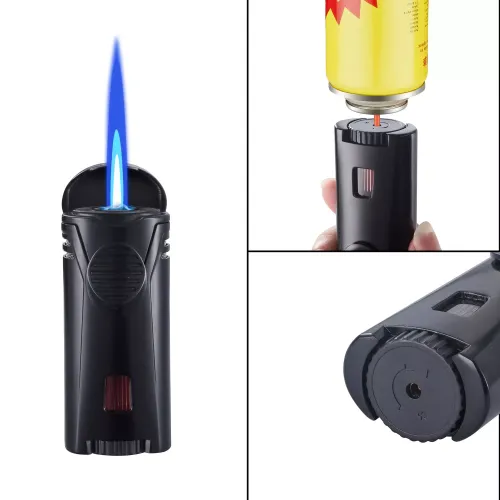 Газові запальнички Запальничка газова для сигар Silver Match Debden Blueflame Cigar Holder метал, чорна, подарункова коробка (40674262)