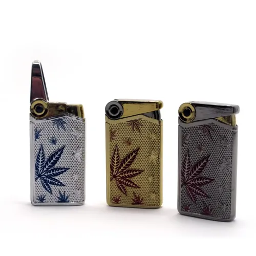 Газовые зажигалки Зажигалка металлическая газовая турбо (6,5х3,5х1 см) золотистый, серебристый (DN27747)