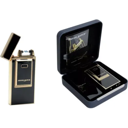 Бензинові запальнички Запальничка Silver Match Sm Electronic Arc Igniter чорна із золотом (40674175BLG)