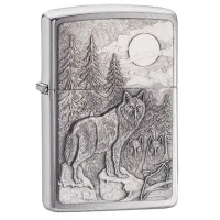 Зажигалка бензиновая Zippo Classic Brushed Chrome Timberwolves, хром (20855)
