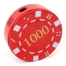 Газова пьезо запальничка "Покерна фішка 1000" червона d-4 см (DN30683)