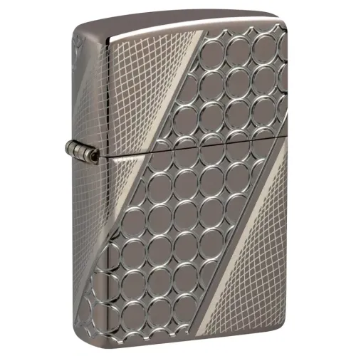 Зажигалка армированная бензиновая ZIPPO Armor® Black Ice® MultiCut Photo Image 360 Elegant Dots Design, черный лед (46812)