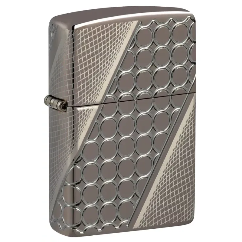 Зажигалка армированная бензиновая ZIPPO Armor® Black Ice® MultiCut Photo Image 360 Elegant Dots Design, черный лед (46812)