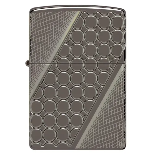 Зажигалка армированная бензиновая ZIPPO Armor® Black Ice® MultiCut Photo Image 360 Elegant Dots Design, черный лед (46812)