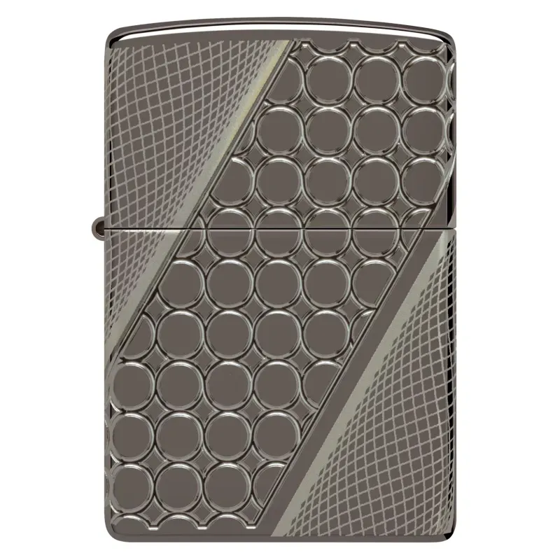 Зажигалка армированная бензиновая ZIPPO Armor® Black Ice® MultiCut Photo Image 360 Elegant Dots Design, черный лед (46812)