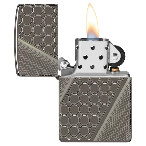 Зажигалка армированная бензиновая ZIPPO Armor® Black Ice® MultiCut Photo Image 360 Elegant Dots Design, черный лед (46812)