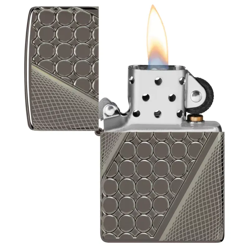 Зажигалка армированная бензиновая ZIPPO Armor® Black Ice® MultiCut Photo Image 360 Elegant Dots Design, черный лед (46812)