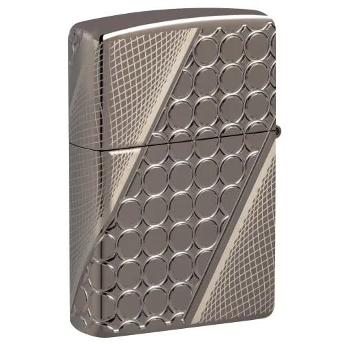 Зажигалка армированная бензиновая ZIPPO Armor® Black Ice® MultiCut Photo Image 360 Elegant Dots Design, черный лед (46812)