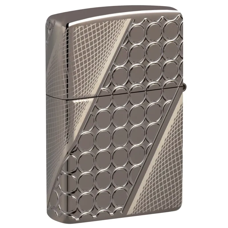 Зажигалка армированная бензиновая ZIPPO Armor® Black Ice® MultiCut Photo Image 360 Elegant Dots Design, черный лед (46812)