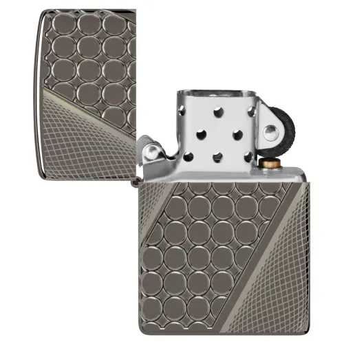 Зажигалка армированная бензиновая ZIPPO Armor® Black Ice® MultiCut Photo Image 360 Elegant Dots Design, черный лед (46812)