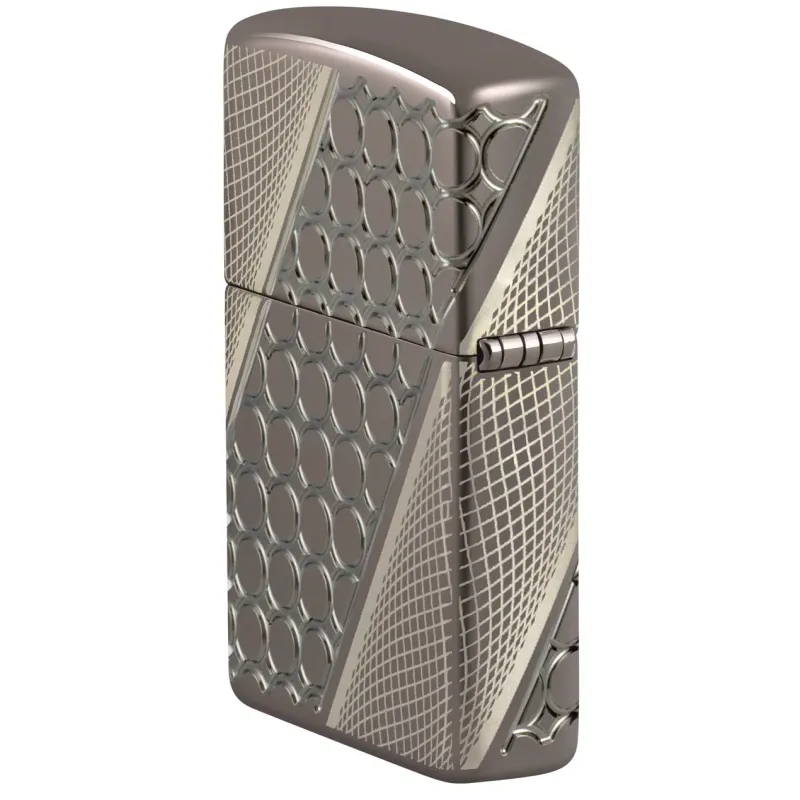 Зажигалка армированная бензиновая ZIPPO Armor® Black Ice® MultiCut Photo Image 360 Elegant Dots Design, черный лед (46812)