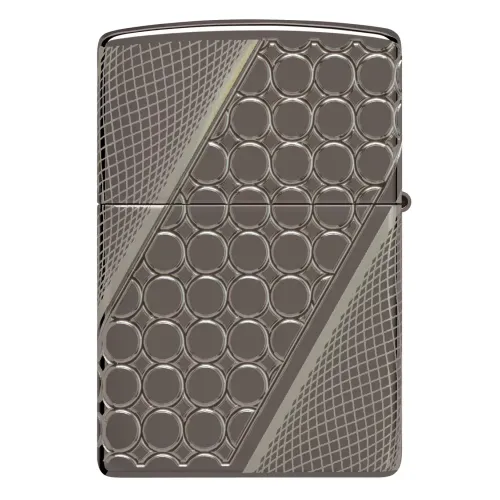 Зажигалка армированная бензиновая ZIPPO Armor® Black Ice® MultiCut Photo Image 360 Elegant Dots Design, черный лед (46812)
