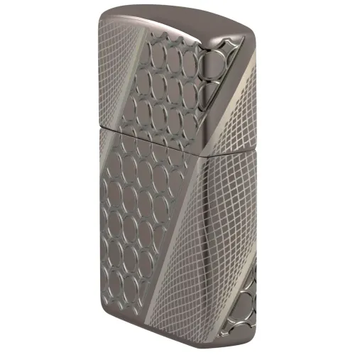 Зажигалка армированная бензиновая ZIPPO Armor® Black Ice® MultiCut Photo Image 360 Elegant Dots Design, черный лед (46812)