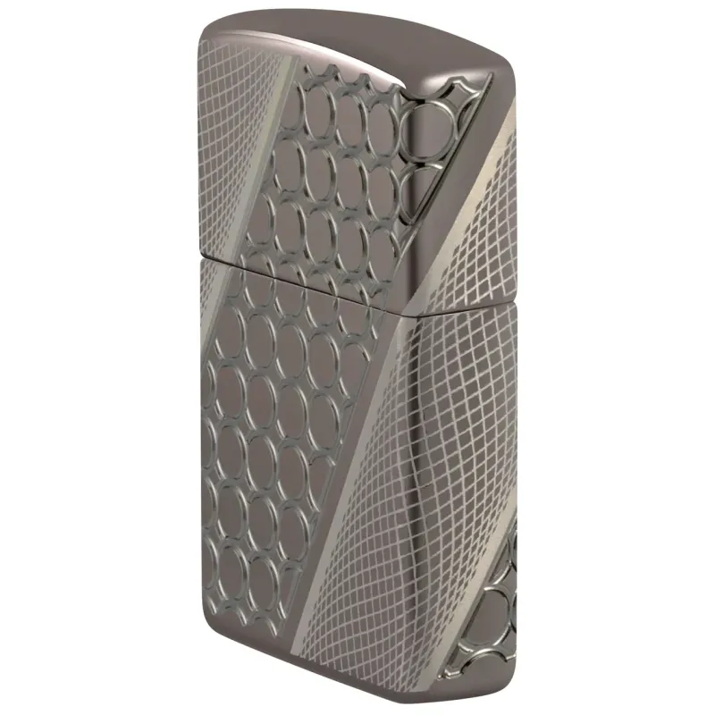 Зажигалка армированная бензиновая ZIPPO Armor® Black Ice® MultiCut Photo Image 360 Elegant Dots Design, черный лед (46812)