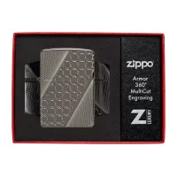 Зажигалка армированная бензиновая ZIPPO Armor® Black Ice® MultiCut Photo Image 360 Elegant Dots Design, черный лед (46812)