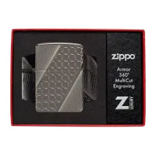 Зажигалка армированная бензиновая ZIPPO Armor® Black Ice® MultiCut Photo Image 360 Elegant Dots Design, черный лед (46812)