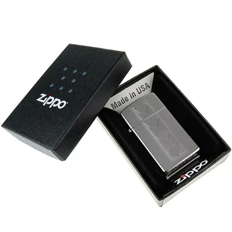 Зажигалка бензиновая узкая "ZIPPO" High Polish Chrome Slim Heart (28476)