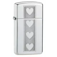 Запальничка бензинова вузька "ZIPPO" High Polish Chrome Slim Heart (28476)