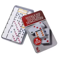 Домино з різнокольоровими крапками в металевому кейсі Double Six Color 19х11х 2,1 см (DN35988)