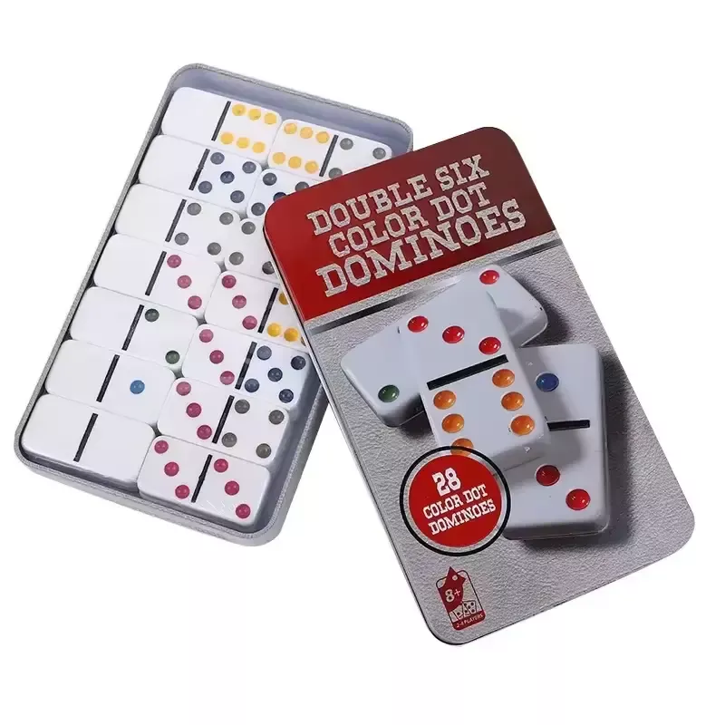Домино з різнокольоровими крапками в металевому кейсі Double Six Color 19х11х 2,1 см (DN35988)