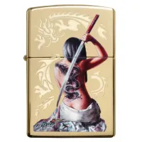 Зажигалка бензиновая ZIPPO MAZZI Dragon Girl High Polish Brass Original , золотистая (29668)