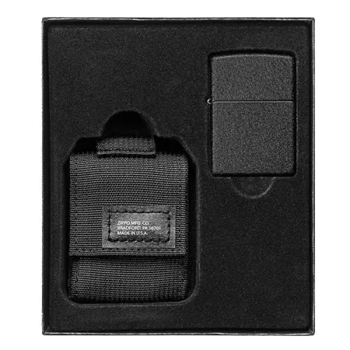 Зажигалка с чехлом Zippo 236 Blk Crackle Ltr Tactical Pouch OD Black GS (49402)