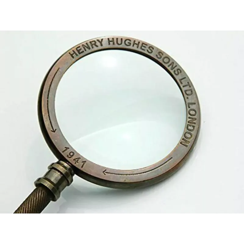 Лупа вінтажна Henry Hughes Sons LTD. London1941 у шкіряному чохлі, латунь, скло, темна бронза, кратність 6Х 23х12х2 см (DN28240)