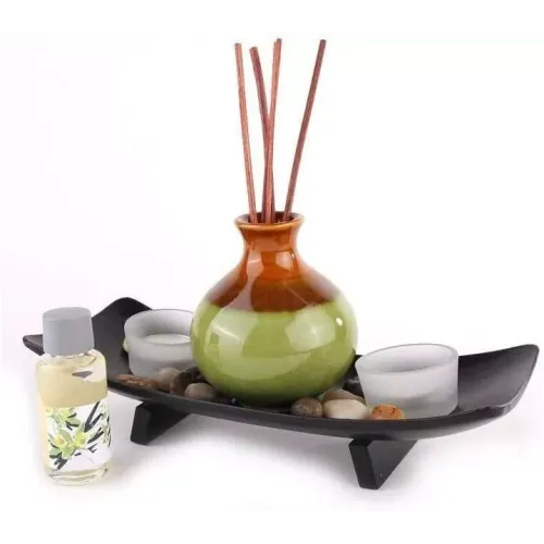 Набори пахощів Ароматизатор приміщення інтер'єрний з пахощами палочками (26х10х12 см) кераміка, скло (DN27155)