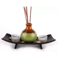 Ароматизатор приміщення інтер'єрний з пахощами палочками (26х10х12 см) кераміка, скло (DN27155)