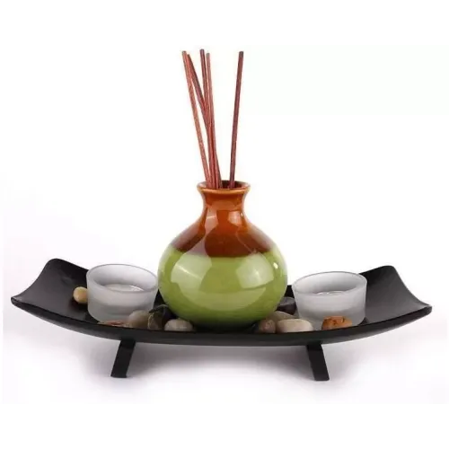 Набори пахощів Ароматизатор приміщення інтер'єрний з пахощами палочками (26х10х12 см) кераміка, скло (DN27155)