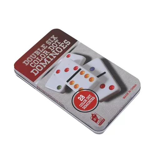 Доміно Домино з різнокольоровими крапками в металевому кейсі Double Six Color 19х11х 2,1 см (DN35988)