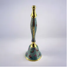 Дзвіночок бронзовий із ручкою Н-21,5 см "Пташки на блакитному фоні" гравіювання (DN35951C)