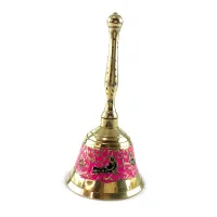 Дзвіночок із ручкою бронзовий H -12,5 см "Птахи на рожевому фоні" гравіювання (DN25806F)