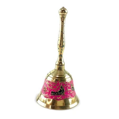Другое Колокольчик с ручкой бронзовый H -12,5 см "Птицы на розовом фоне" гравировка (DN25806F)