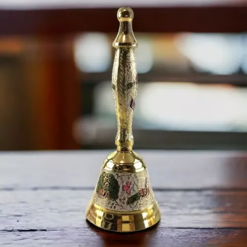 Другое Колокольчик с ручкой бронзовый H -18 см "Павлины на белом фоне" гравировка (DN25806C)