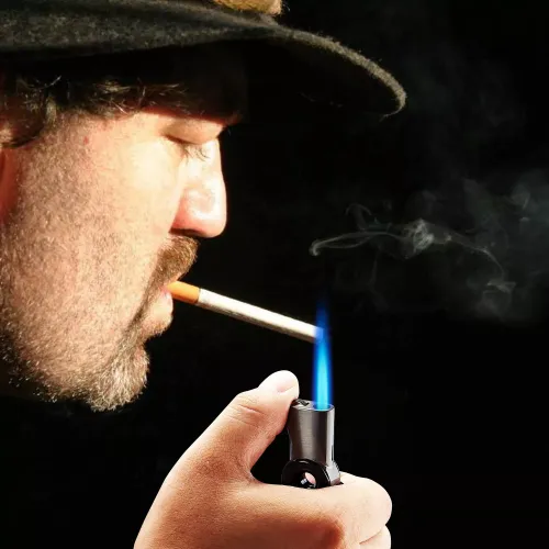 Газові запальнички Газова запальничка кремнієва турбо супер тонка Silver Match Dublin, метал, чорний лід, оксамитовий мішечок (40674355DRI)