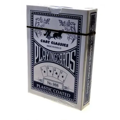 Игральные карты Карты игральные с пластиковым покрытием 54 листа 87х62мм, 2 индекса, синяя рубашка (DN19172BL)