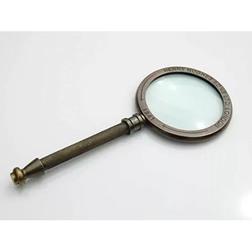 Компасы, лупы Лупа винтажная Henry Hughes Sons LTD. London1941 в кожаном чехле, латунь, стекло, темная бронза, кратность 6Х 23х12х2 см (DN28240)