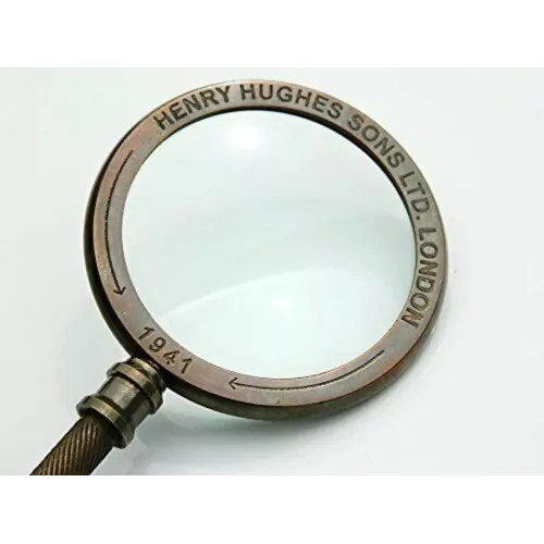 Компасы, лупы Лупа винтажная Henry Hughes Sons LTD. London1941 в кожаном чехле, латунь, стекло, темная бронза, кратность 6Х 23х12х2 см (DN28240)
