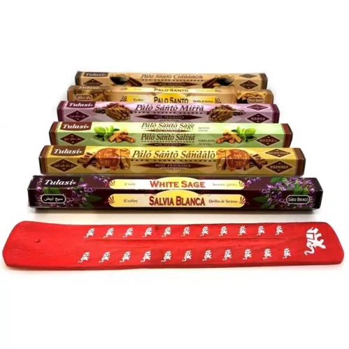 Набори пахощів Набір пахощів Tulasi Пало Санто 6 видів ароматів з дерев'яною підставкою (DN34591)