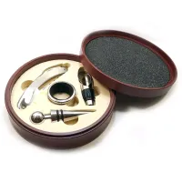 Набор сомелье на 4 предмета в деревянном футляре, красное дерево (DN18894A)