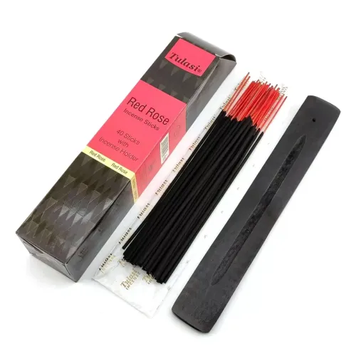 Набори пахощів Пахощі з дерев'яною підставкою Tulasi Red Rose 40 аромапалочок (DN34550)