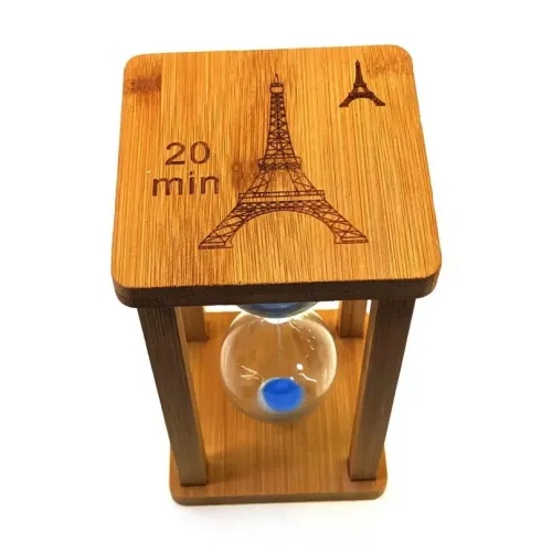 Пісочний годинник Пісочний годинник у бамбуку на 20 хвилин Ейфелева вежа Синій пісок (DN29765)