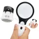 Компасы, лупы Ручная лупа для чтения с подсветкой LED, увеличительное стекло две линзы 70 мм - Х3, 19 мм - Х45 (3 батареи ААА) (DN32850)
