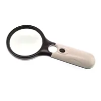 Ручная лупа для чтения с подсветкой LED, увеличительное стекло две линзы 70 мм - Х3, 19 мм - Х45 (3 батареи ААА) (DN32850)